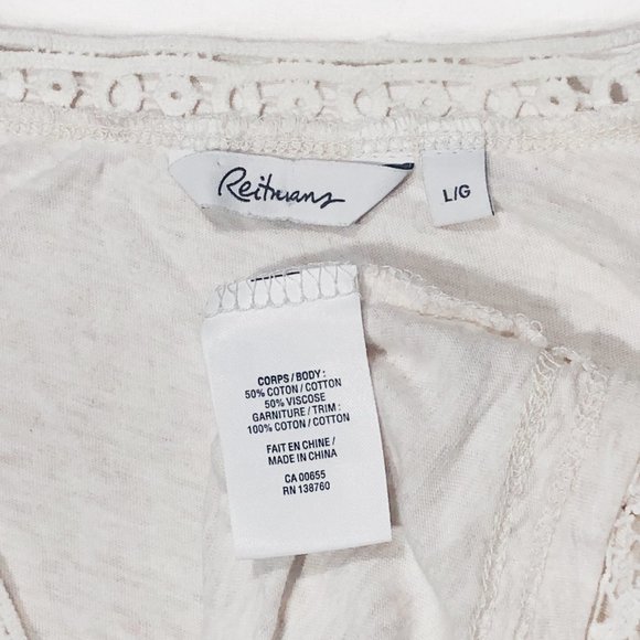 Reitmans Womens Size L White Lace Trim V-Neck Sleeveless Tank Top - Picture 4 of 6